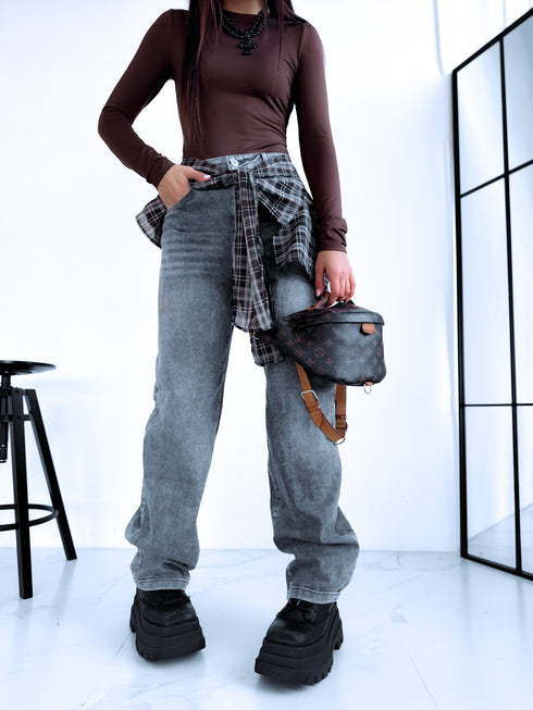 Džinsa bikses + aksesuārs "SHERIFF K837" - PELĒKAS