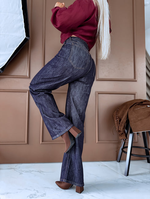 "DIAGONAL" džinsai H850-7 - tamsiai mėlyni