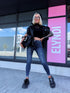 Skinny džinsa bikses "ELEVEN" T5397-6 - TUMŠI ZILAS