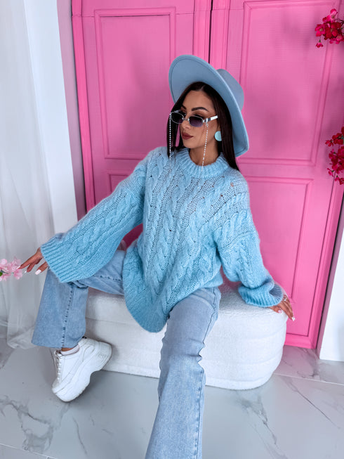 ELYNDI mohēras džemperis - gaiši zils