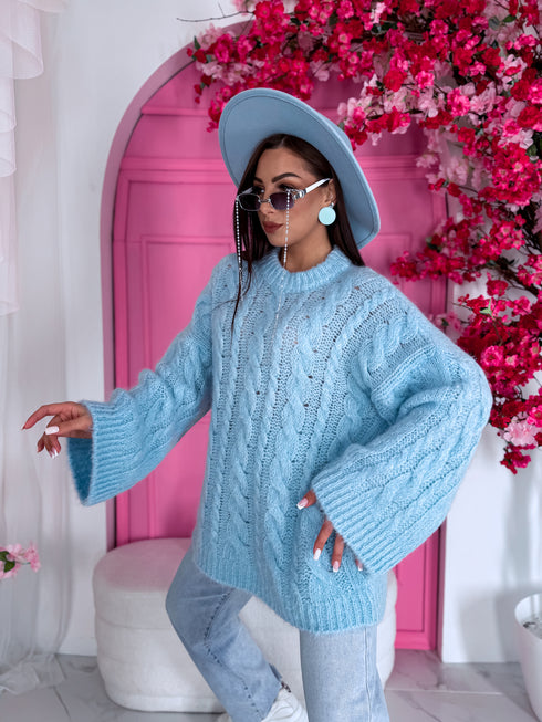 ELYNDI mohēras džemperis - gaiši zils