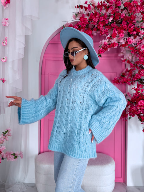 ELYNDI mohēras džemperis - gaiši zils