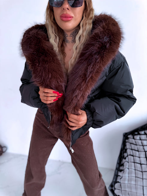 Pufīga, īsā virsjaka "OLYMP FC7631" - MELNA