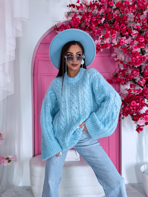 ELYNDI mohēras džemperis - gaiši zils