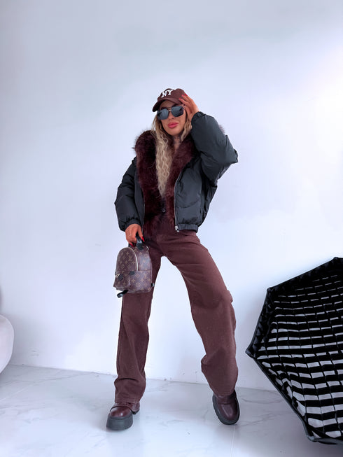 Pufīga, īsā virsjaka "OLYMP FC7631" - MELNA