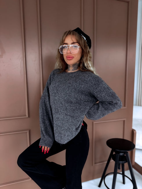 Knitted sweater "Back Bow MO-4066" - GREY