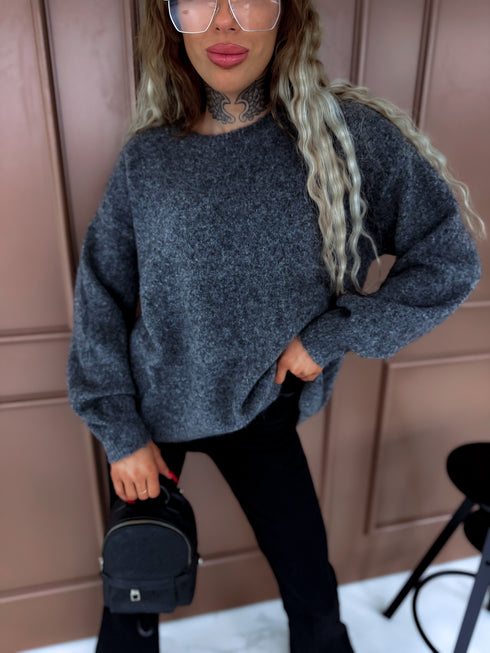 Knitted sweater "Back Bow MO-4066" - GREY