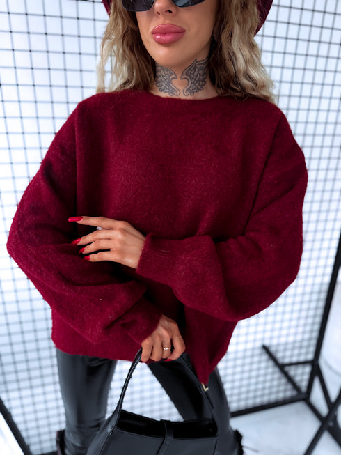 Вязаный джемпер "Back Bow MO-4066" - БОРДОВЫЙ