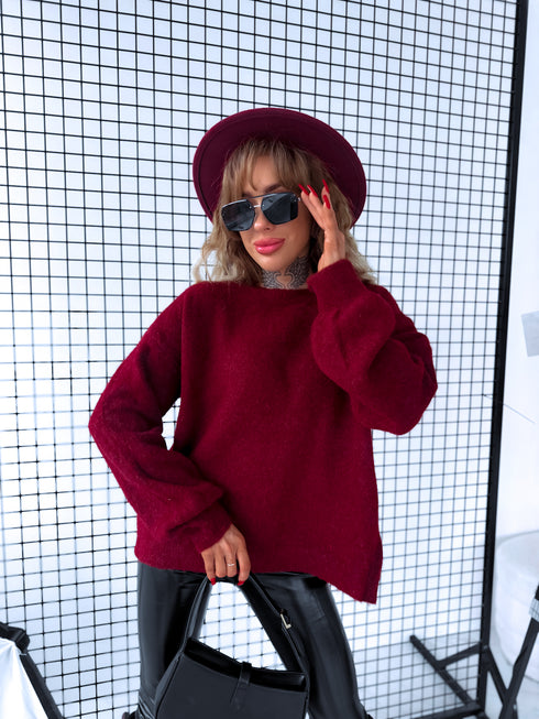 Вязаный джемпер "Back Bow MO-4066" - БОРДОВЫЙ