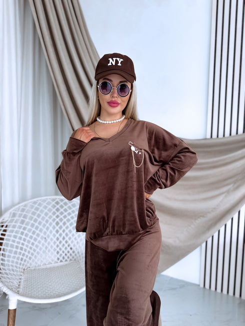 PLUS SIZE velvet set "TODAY 119769" - CHOCO