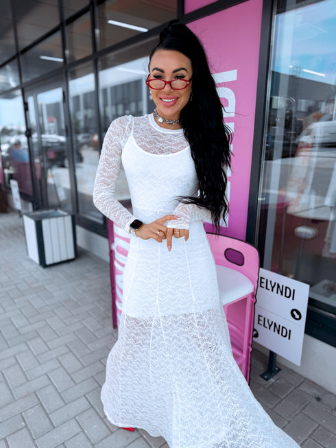 "AFTERGLOW" 2-in-1 mesh dress HS10321 - CREAM WHITE PRE-ORDER