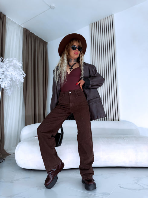 "MET GALA HM6765-2" džinsa bikses - CHOCO