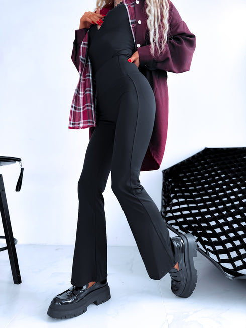 Legingi ar paplatinātiem galiem "PALETTE LM0748" - melni