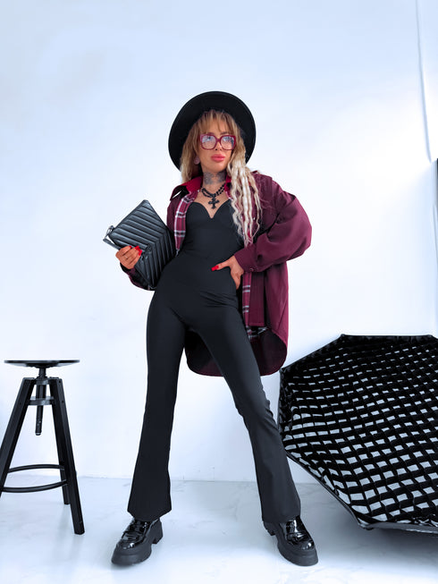 Legingi ar paplatinātiem galiem "PALETTE LM0748" - melni