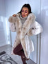 Puffy parka with fluff - light beige pre-order