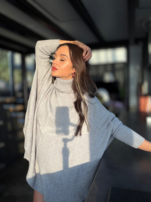 LARGE SIZE sweater "POSITIVE Z034" - gray