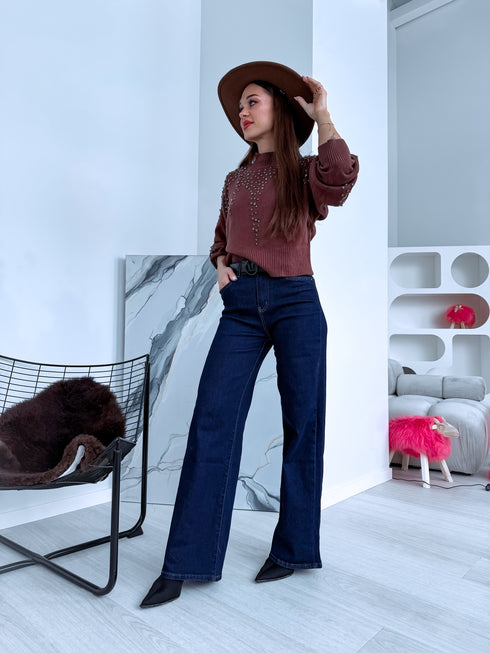 Džinsai "OCEAN DJ2554" - tamsiai mėlyni