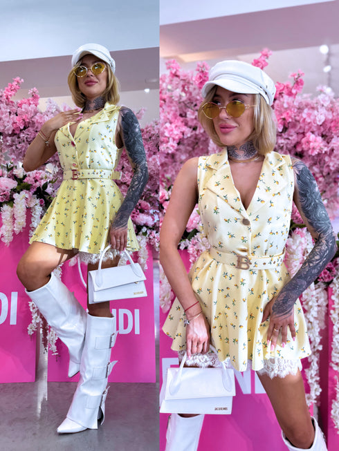 Shortsuit "COMBO WITH LEMON 133918" + belt - YELLOW