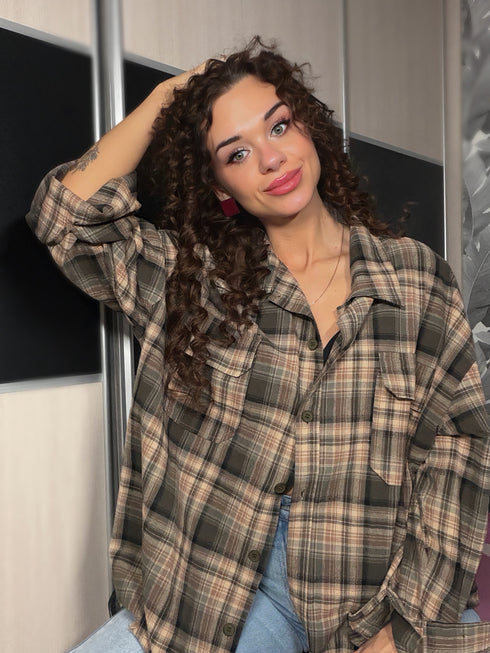 "Arctic Plaid DM2191" languotas marškiniai - CHAKI ARBA SMĖLIO SPALVOS