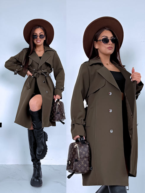 Fabric trench coat "BRAIN STORM LH105" - KHAKI