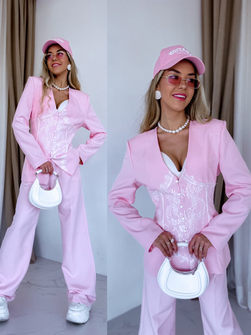 2in1 komplektas su nėriniais "ICE SPIRIT 25229" - ŠVELNIAI ROŽINĖ