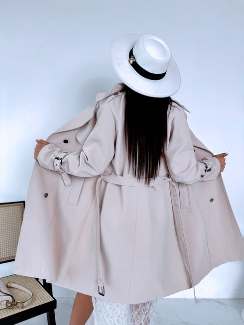 Fabric trench coat "BRAIN STORM LH105" - LIGHT BEIGE