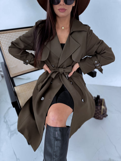 Fabric trench coat "BRAIN STORM LH105" - KHAKI