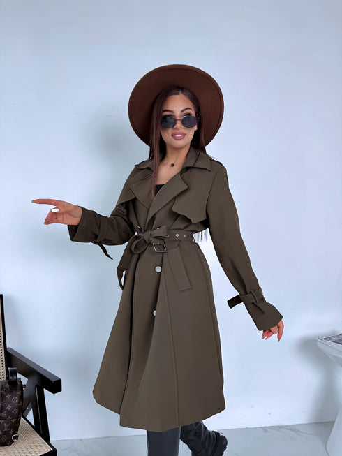 Fabric trench coat "BRAIN STORM LH105" - KHAKI