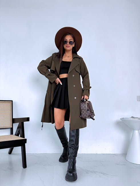 Fabric trench coat "BRAIN STORM LH105" - KHAKI