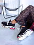 BLACK AND RED sneakers with high sole "LOL"