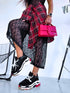 BLACK AND RED sneakers with high sole "LOL"