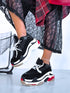 BLACK AND RED sneakers with high sole "LOL"