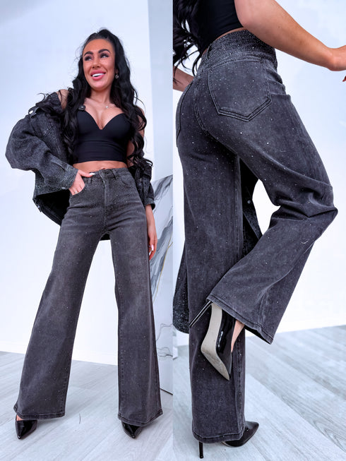 Джинсы "DIAMOND VEIL" T6327-12 - ТЕМНО-СЕРЫЕ