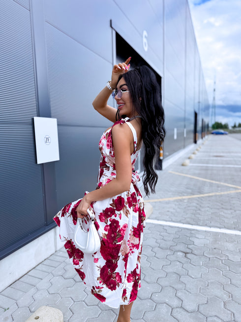 Suknelė "FLORA CHARM" 1363 - BORDO SU BALTA