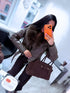 CROP faux leather jacket "FENIKSS S5635" - choco