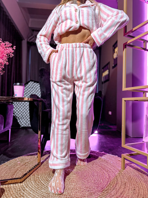 Namų kostiumas "THERAPY PJ6681" - rožinis su balta