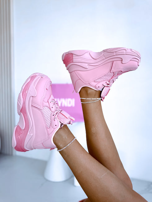 LIGHT PINK sneakers with high sole "LOL"
