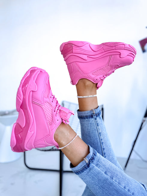 BARBIE PINK sneakers with high sole "LOL"