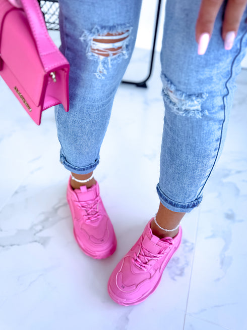 BARBIE PINK sneakers with high sole "LOL"