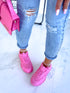 BARBIE PINK sneakers with high sole "LOL"