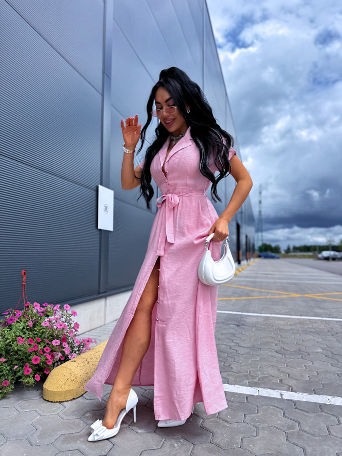 Dress + Belt "AURA DG88011" - SOFT PINK