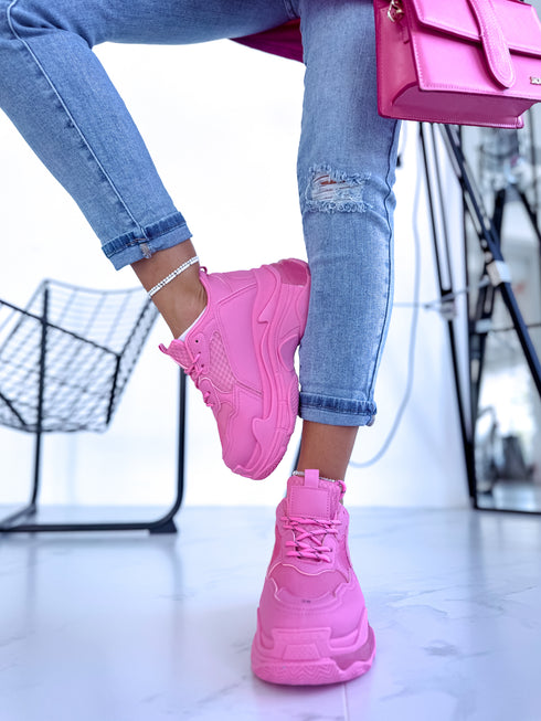 BARBIE PINK sneakers with high sole "LOL"
