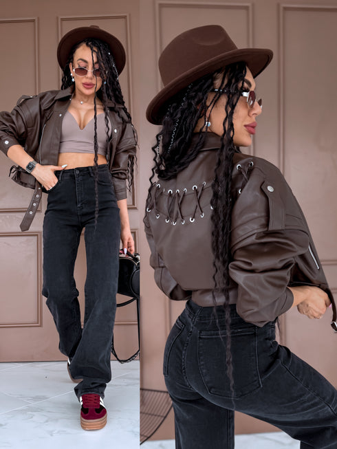 Faux leather jacket "CORSELET FL170" - CHOCO