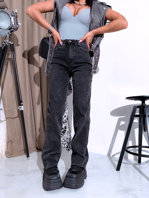 "SUPER STRETCH" džinsa bikses T6301-2 - TUMŠI PELĒKAS PRE-ORDER