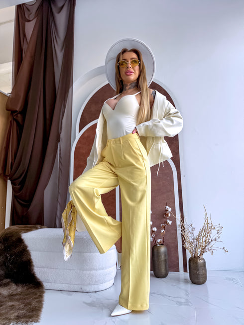 Classic, YELLOW fabric trousers "SEASON HIT" VS02