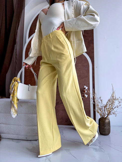 Classic, YELLOW fabric trousers "SEASON HIT" VS02