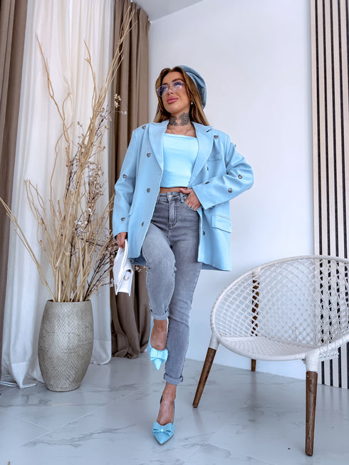 LUX светло-голубой, ONE SIZE жакет "HEARTS"