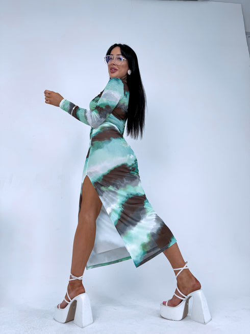 Mesh MARBLE set top + skirt - MINT