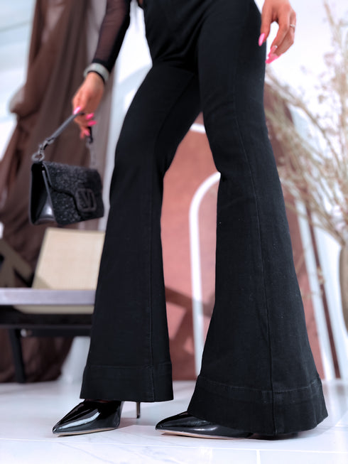 FLARED džinsa bikses "PURE BLACK" K817 PRE-ORDER