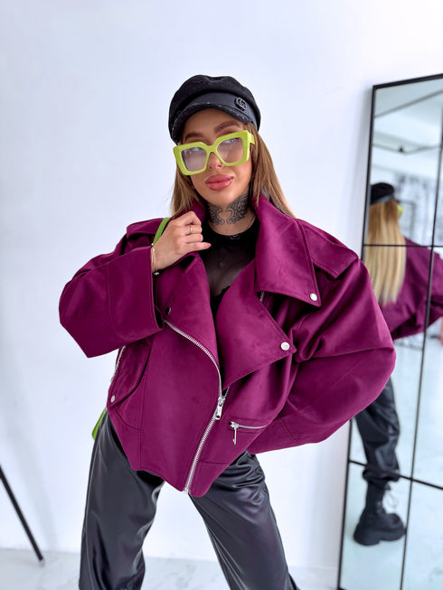 Suede-like jacket "IMPULSS V11709" - BURGUNDY